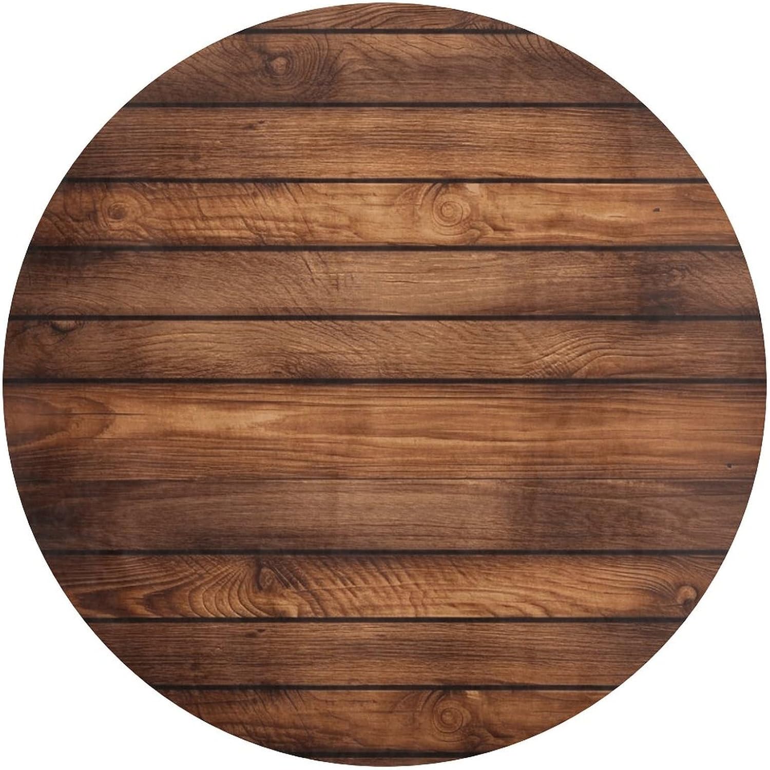 Brown Wooden Coral Velvet Round Floor Mat Non-Slip Bath Rug Floor Covering for Bathroom Vanity Guest Suite & Vacation Home
