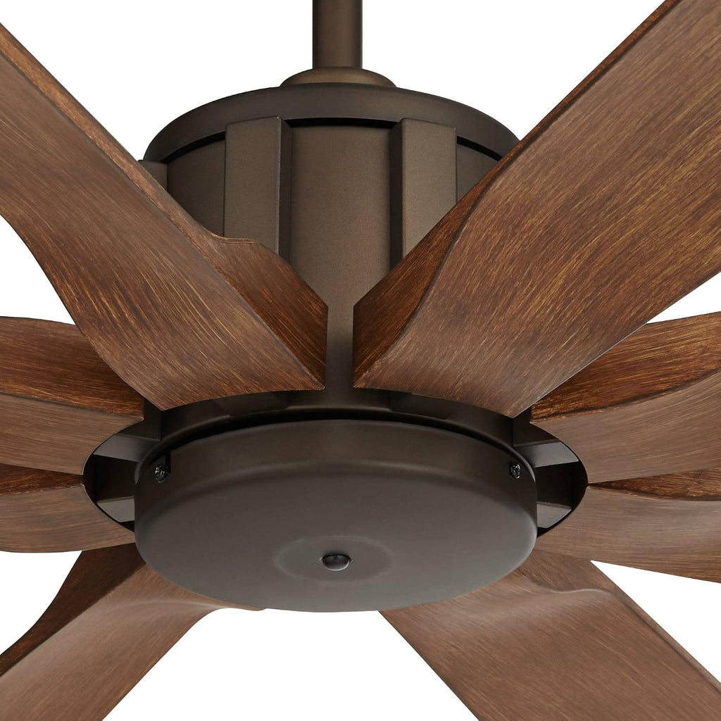 Possini Euro Design 70' Defender Industrial Rustic Farmhouse Indoor Outdoor Ceiling Fan with Remote Control Oil Rubbed Bronze Koa Damp Rated for Patio Exterior House Home Porch Gazebo Garage Barn