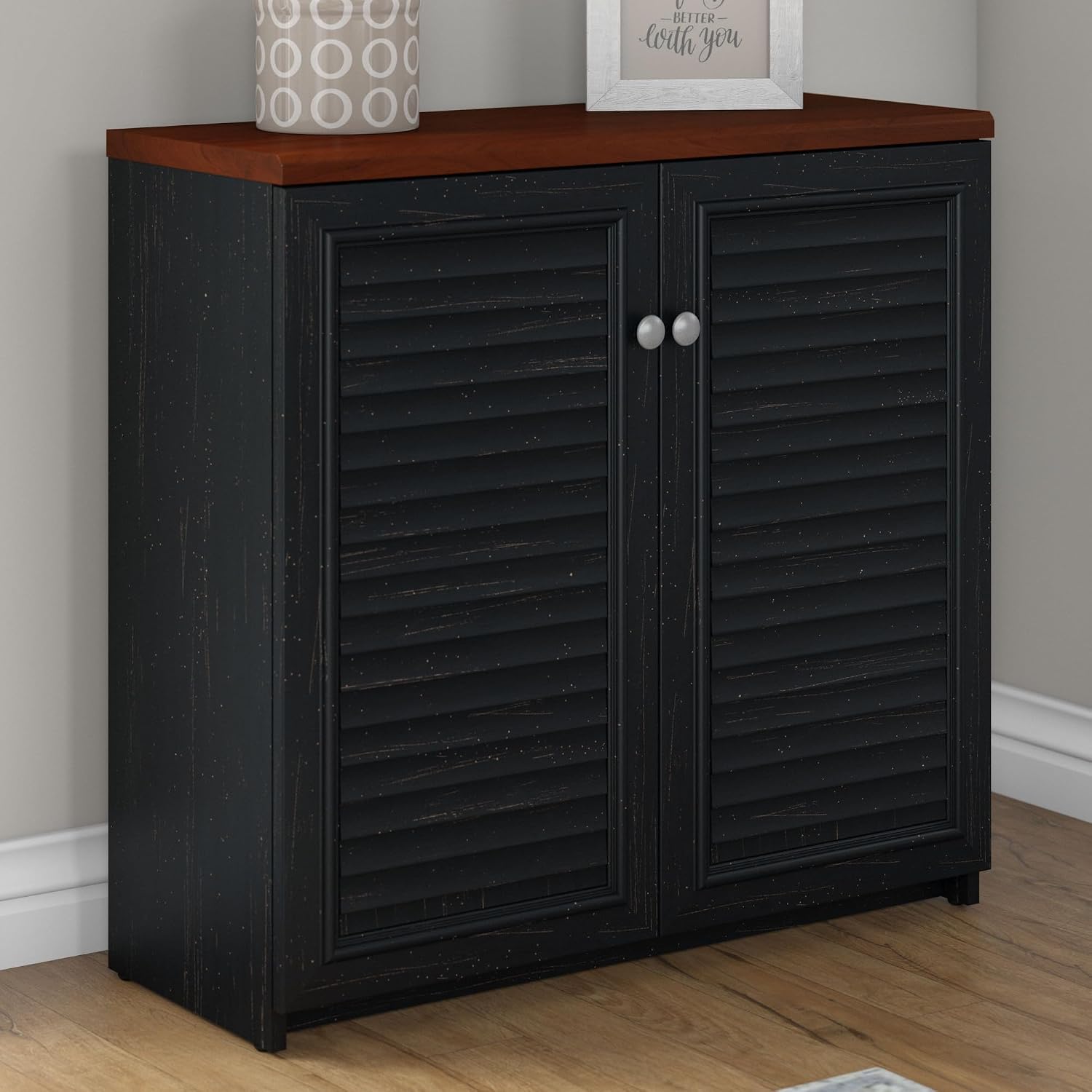Bush Furniture Accent Cabinet with Doors and Shelves | Fairview Collection Modern Sideboard Buffet for Home Office | 32Wx13Lx31H