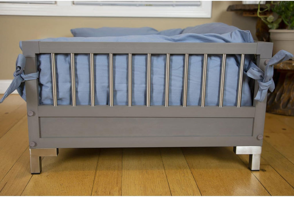 New Age Pet ECOFLEX Manhattan Raised Dog Bed, Moisture Resistant Frame with Stainless Steel Accents, Memory Foam Cushion, Grey, X-Large