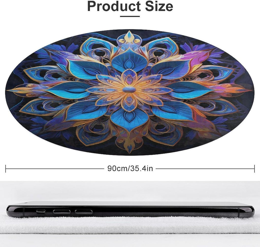 Rectangle Mandala Coral Velvet Round Floor Mat Non-Slip Bath Rug Floor Covering for Bathroom Vanity Guest Suite & Vacation Home