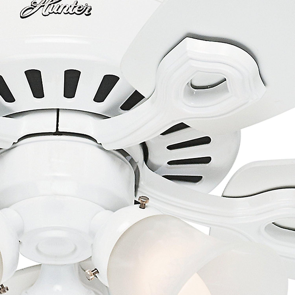 Hunter 52in Snow White Ceiling Fan - Three-Light Fitter with Swirled Marble Glass (Renewed)