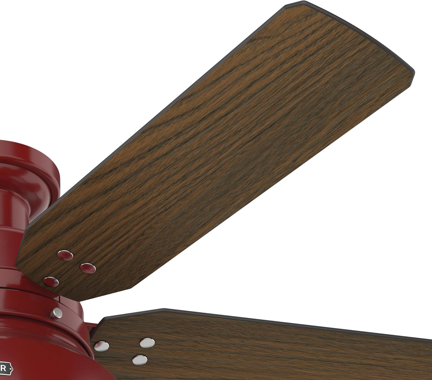 Hunter 52 inch Outdoor or Indoor Ceiling Fan with LED Light - Rustic Ceiling Fan with Pull Chain, For Bedroom, Living Room, or Patio, Low Profile Mount, No Remote - Mill Valley 59312, Barn Red