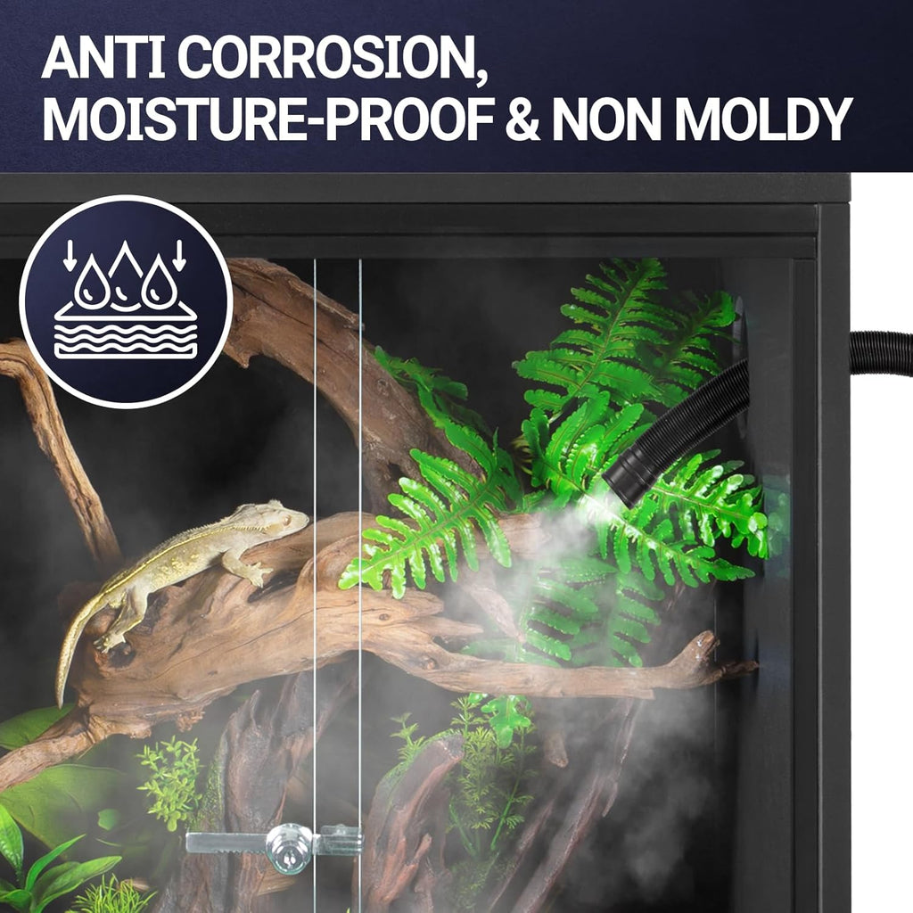 REPTI ZOO 30 Gallon PVC Tall Reptile Tank, 18x18x24 Reptile Terrarium for Frog Lizard Gecko Chameleon Snake, Tropical Rainforest Habitat Enclosure with Sliding Door & Top Screen Ventilation