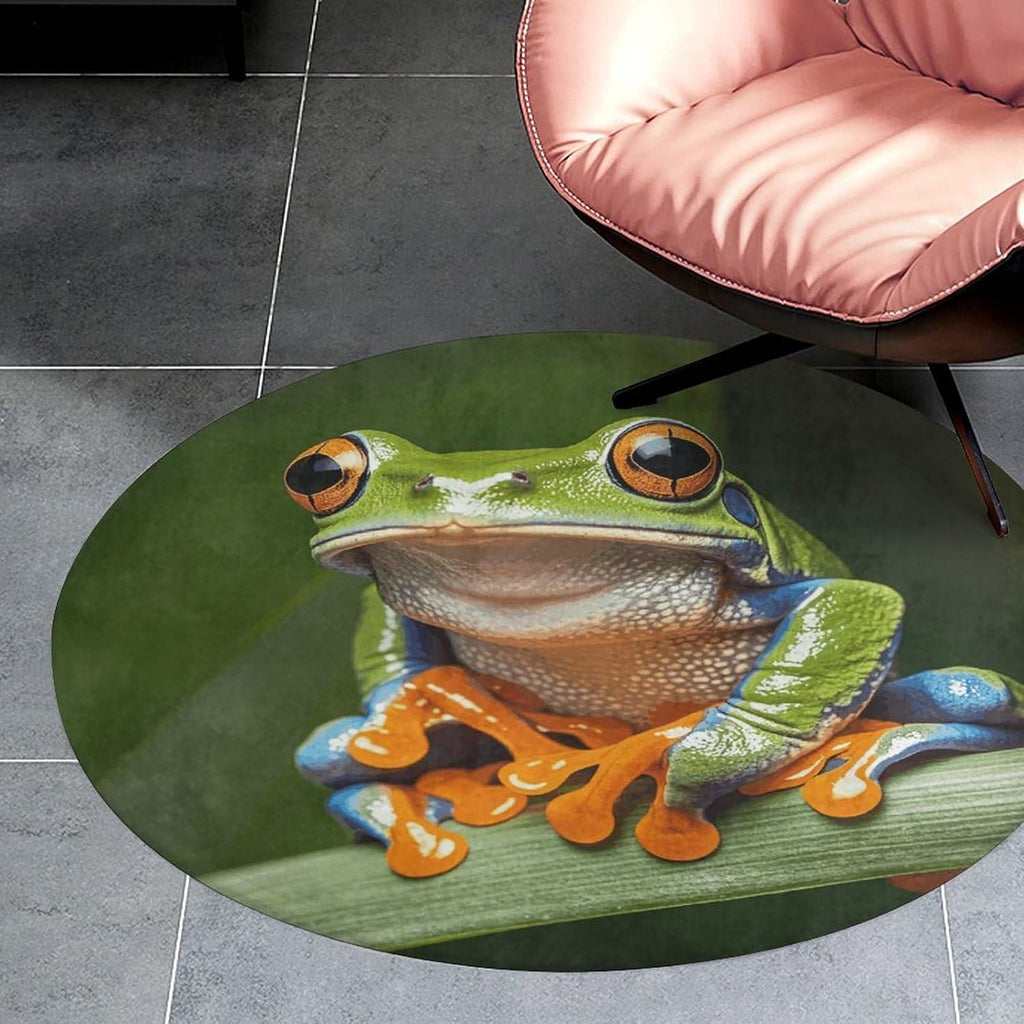 Peace Tree Frog Coral Velvet Round Floor Mat Non-Slip Bath Rug Floor Covering for Bathroom Vanity Guest Suite & Vacation Home