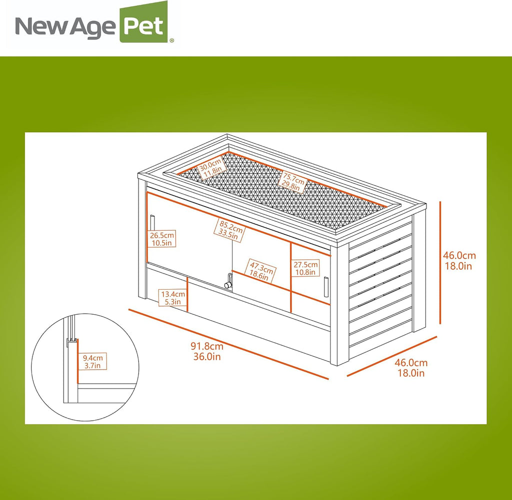 New Age Pet ECOFLEX 36' Wide Medium Reptile Habitat, Mojave Lounge for Snakes, Tortoises & Lizards in Maple, Black & Grey, Easy Assembly, Sliding Glass Doors & Mesh Top