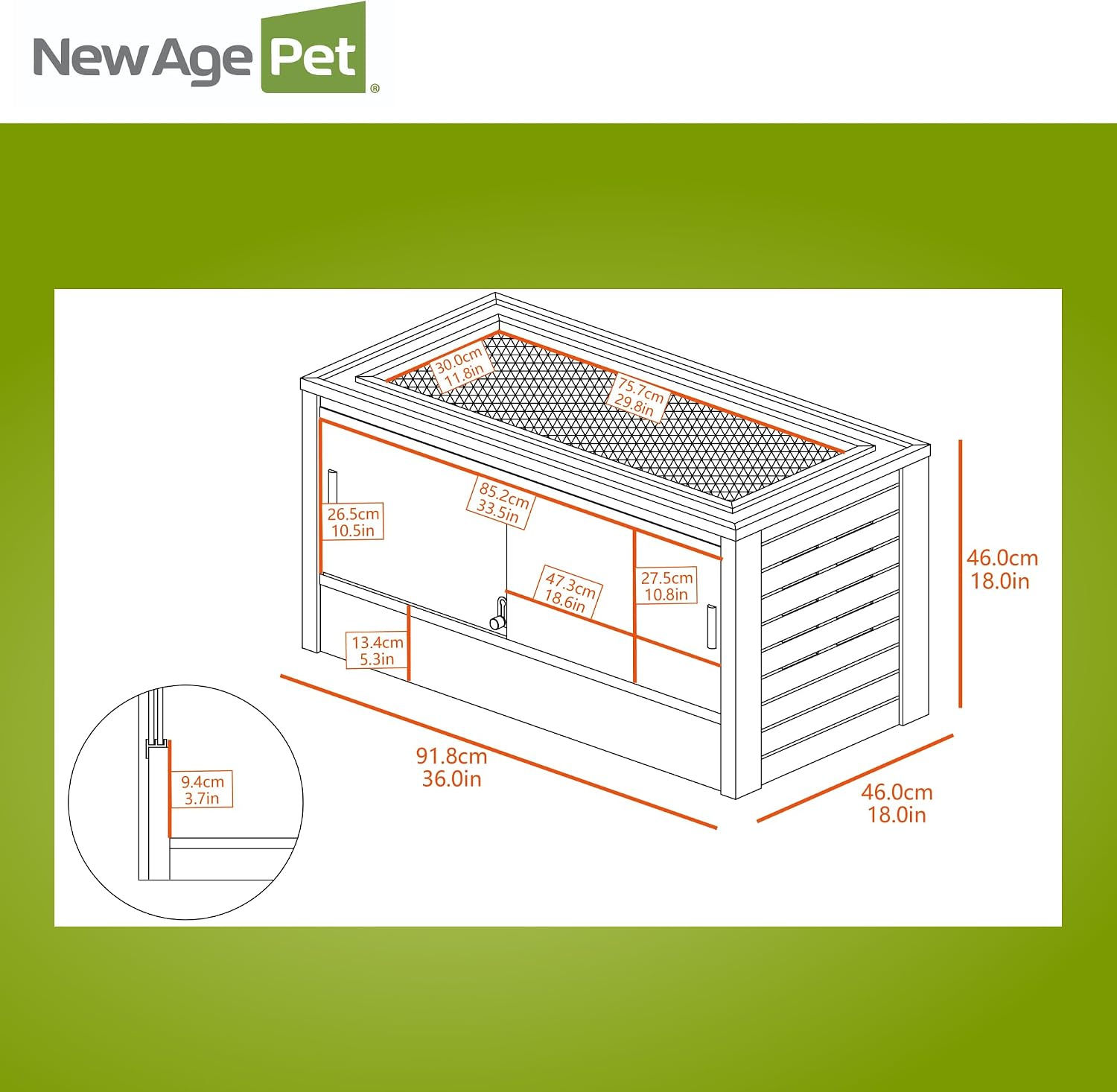 New Age Pet ECOFLEX 36' Wide Medium Reptile Habitat, Mojave Lounge for Snakes, Tortoises & Lizards in Maple, Black & Grey, Easy Assembly, Sliding Glass Doors & Mesh Top