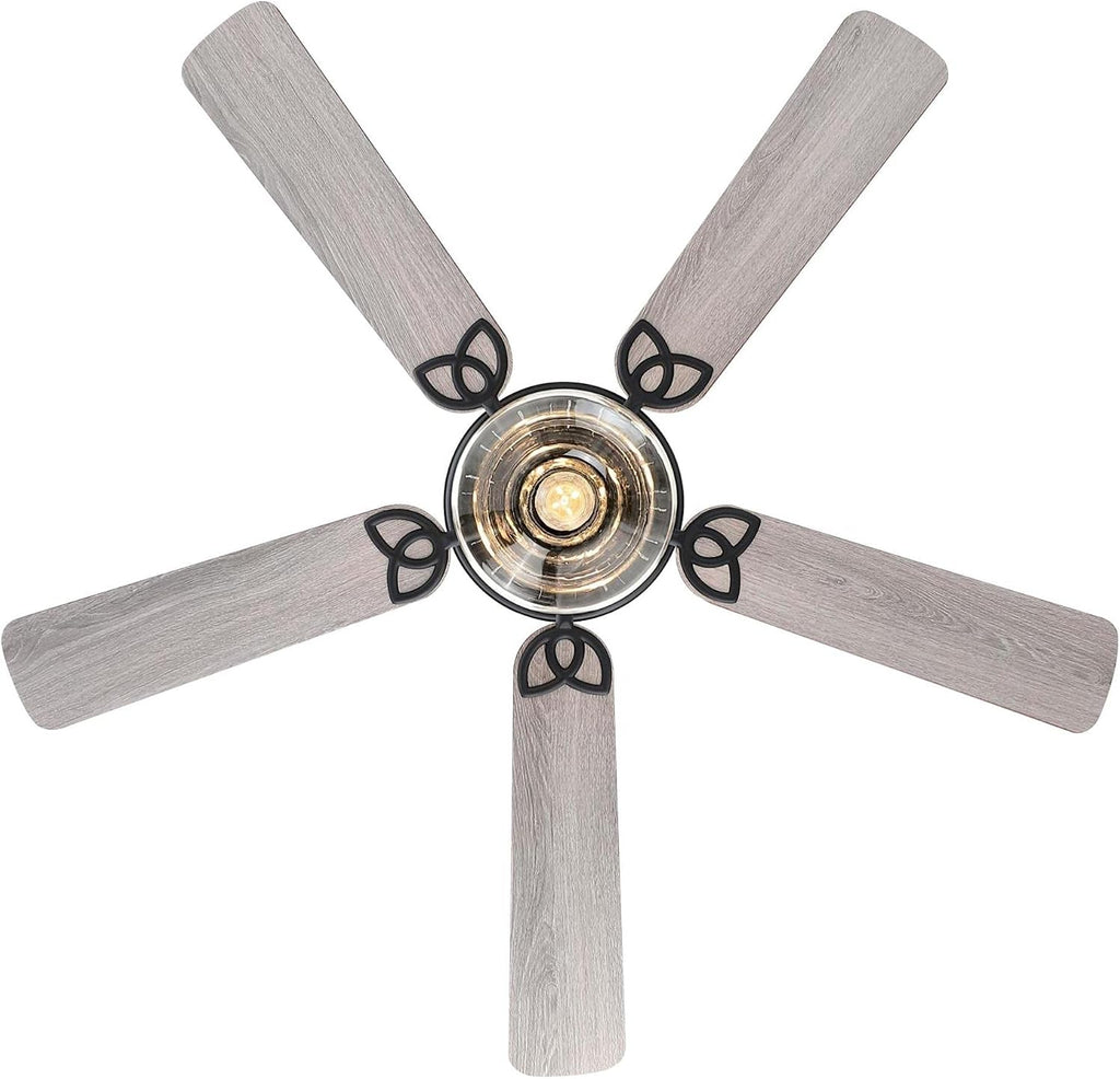 Westinghouse Lighting 7304800 Scholar, Vintage-Style LED Ceiling Fan with Light, 52 Inch, Matte Black Finish, Clear Glass