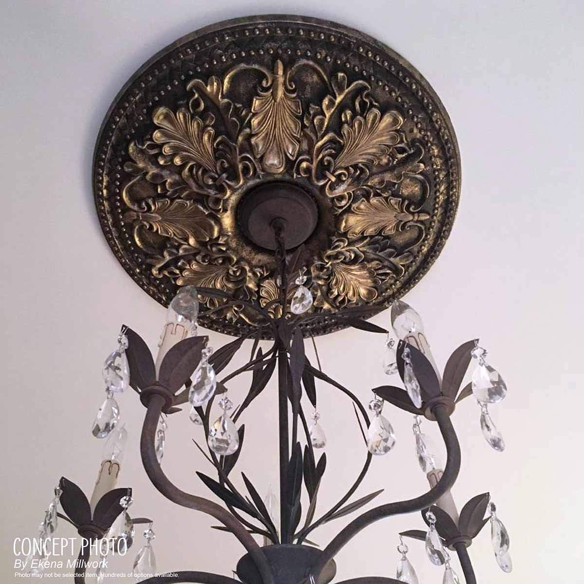 Ekena Millwork CM12CLSLS 12 3/8'OD X 4'ID X 1 1/8'P Classic Ceiling Medallion Fits Canopies Up to 7 1/4', Silver