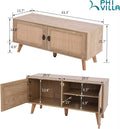 PHI VILLA Rattan Cabinet - TV Stand/Storage Cabinet with Doors, Console Table