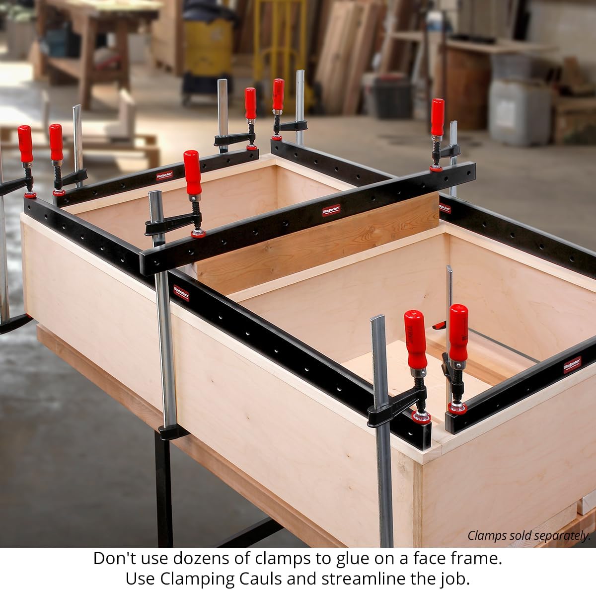 Woodpeckers Phenolic Clamping Cauls, 2-Pack, 48 Inch Panel Clamps, Cambered Design Delivers Even Pressure for Flat Panel Glue-Ups, Shop-Grade Durability - CAUL48X2-23
