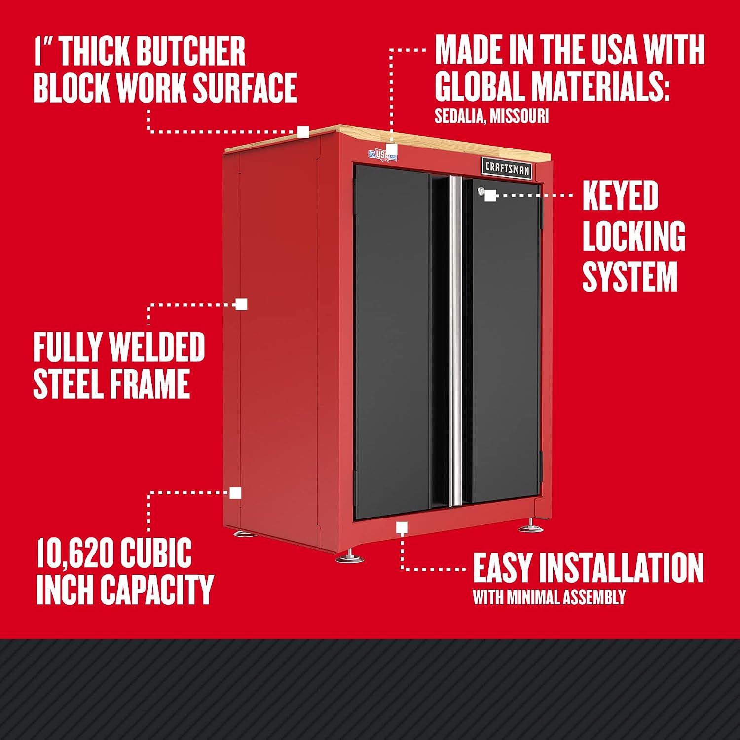 CRAFTSMAN Garage Storage Cabinet, Metal, Base, 2-Door (CMST22603RB)