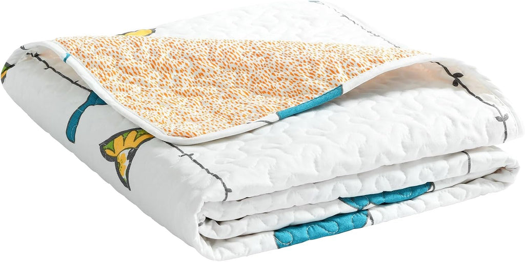 Lush Decor Rowley Birds Reversible Throw Blanket, 50' W x 60' L, Multi - Throw Blankets for Bed - Couch Blanket - Farmhouse_Throw_Blanket for Couch (Pack of 8)
