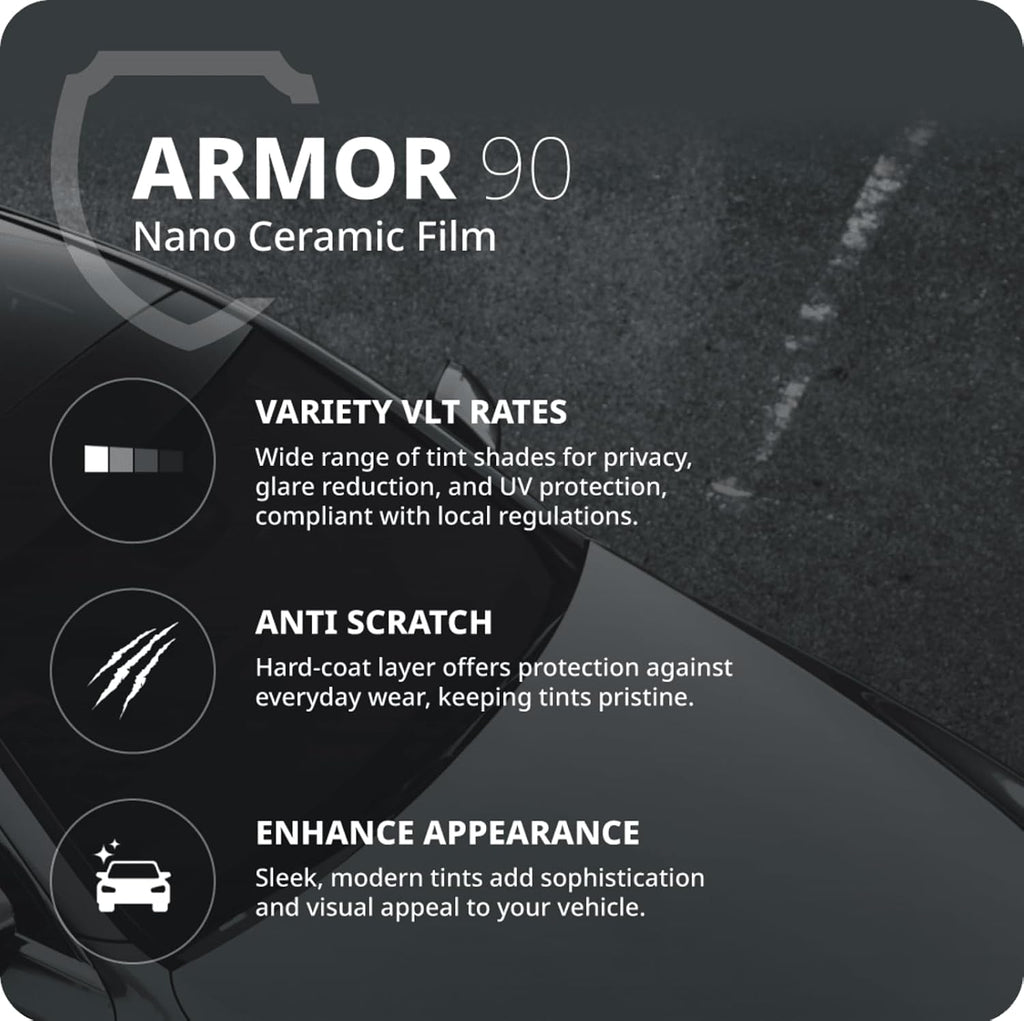 Nano Ceramic Window Tint Film for Cars and Building, Charcoal, 2 Ply Scratch Resistant, Heat Control, and UV 99%, IR Rejection up to 95%, 35% VLT, 40inx100ft