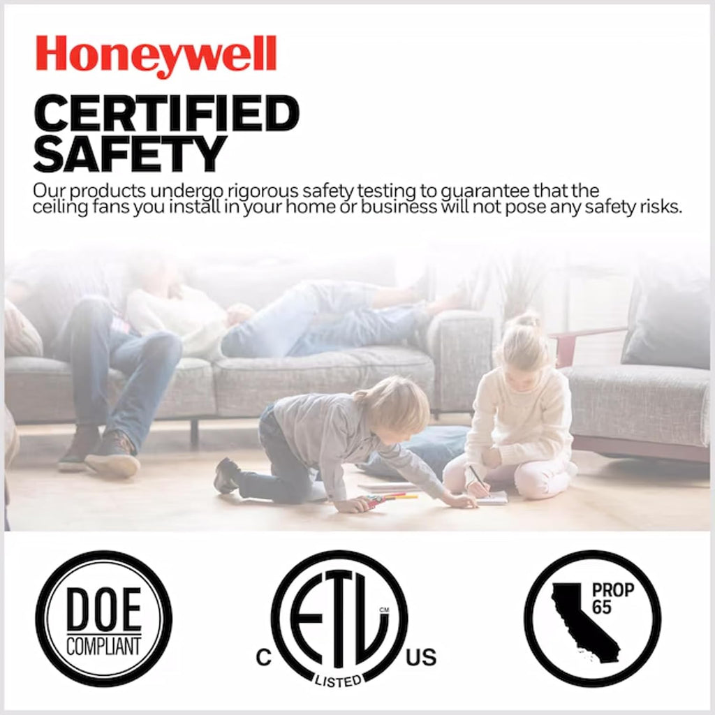Honeywell Ceiling Fans Carnegie, 52 Inch Industrial LED Ceiling Fan with Light and Remote Control, Dual Mounting Options, Dual Finish Blades, Reversible Motor - 51928-01 - (Matte Black)