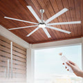 84 lnch lndustrial Celing Fan with Light and Remote Control,Large Celing Fan with 8 Brushed Nickel Aluminum Blades,6 Speed Noiseless DC Motor,Wet Rated Indoor Outdoor Ceiling Fans for Patio,Garage.