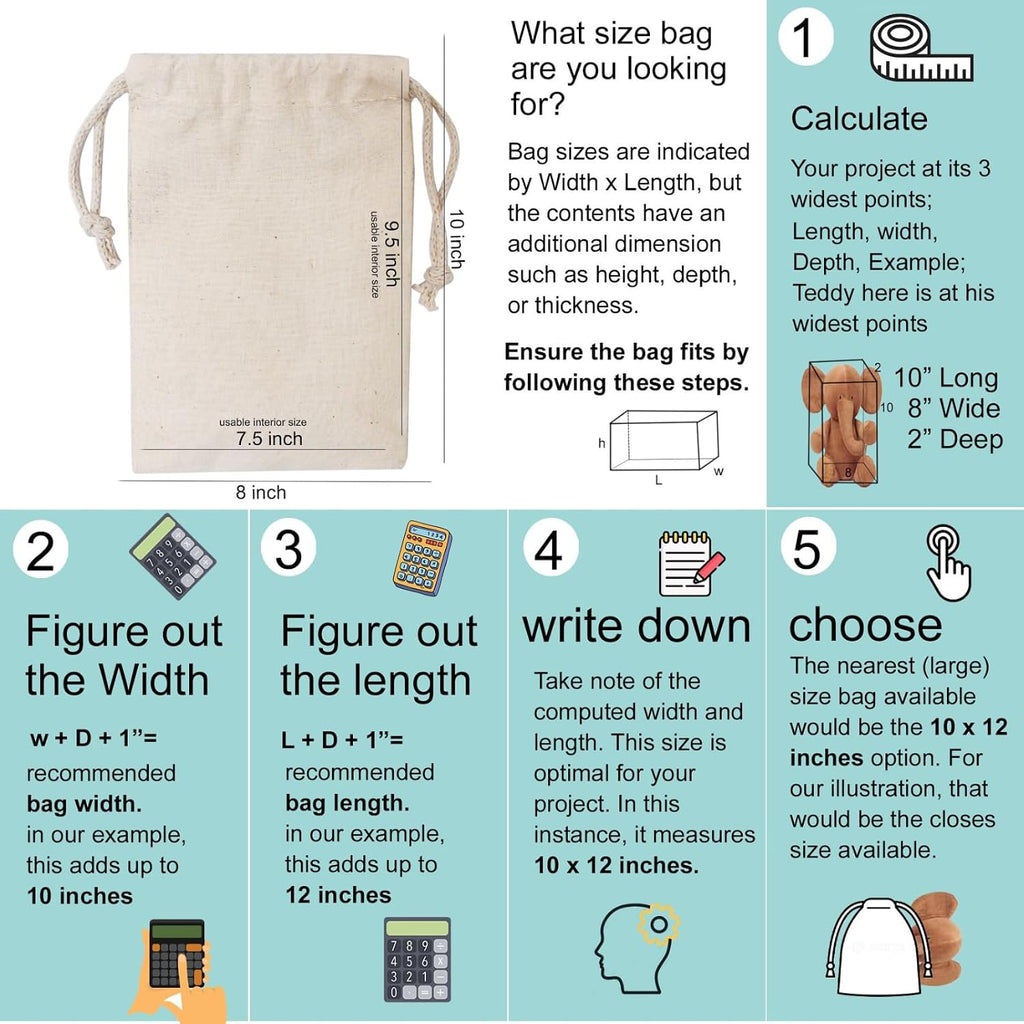 100Pcs 12 x 16 Inches Premium Cotton Muslin Double Drawstring Bags, Reusable Bag Natural Cotton Bags with Drawstring Produce Bags Bulk Gift Bag Jewelry Pouch for Party Wedding Home Storage