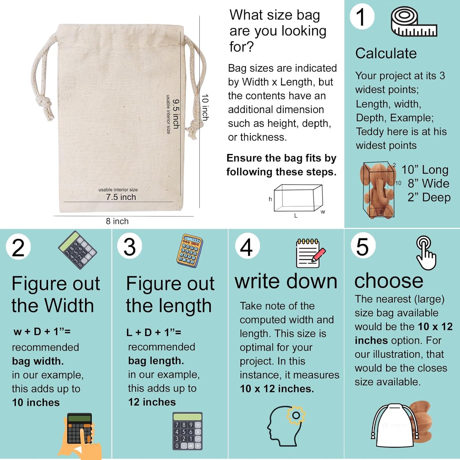 100Pcs 12 x 16 Inches Premium Cotton Muslin Double Drawstring Bags, Reusable Bag Natural Cotton Bags with Drawstring Produce Bags Bulk Gift Bag Jewelry Pouch for Party Wedding Home Storage