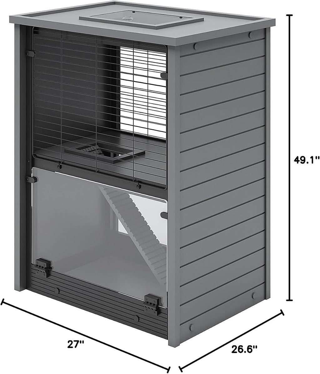 New Age Pet ECOFLEX Cozy Critter Hamster Villa, Two Level Small Animal Habitat for Hamsters, Gerbils & Mice with Burrowing Space and Clear Panels, Easy Clean Cage with ECOFLEX Material