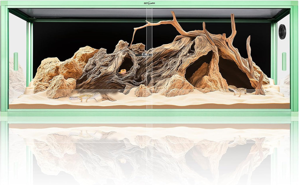 REPTI ZOO 68 Gallon Reptile Terrarium, 48' x 18' x 18' Light Weight Reptile Enclosure, Colored Reptiles Tank with Tempered Glass Door, Large Habitat for Bearded Dragon, Snake, Lizard, Gecko-Green