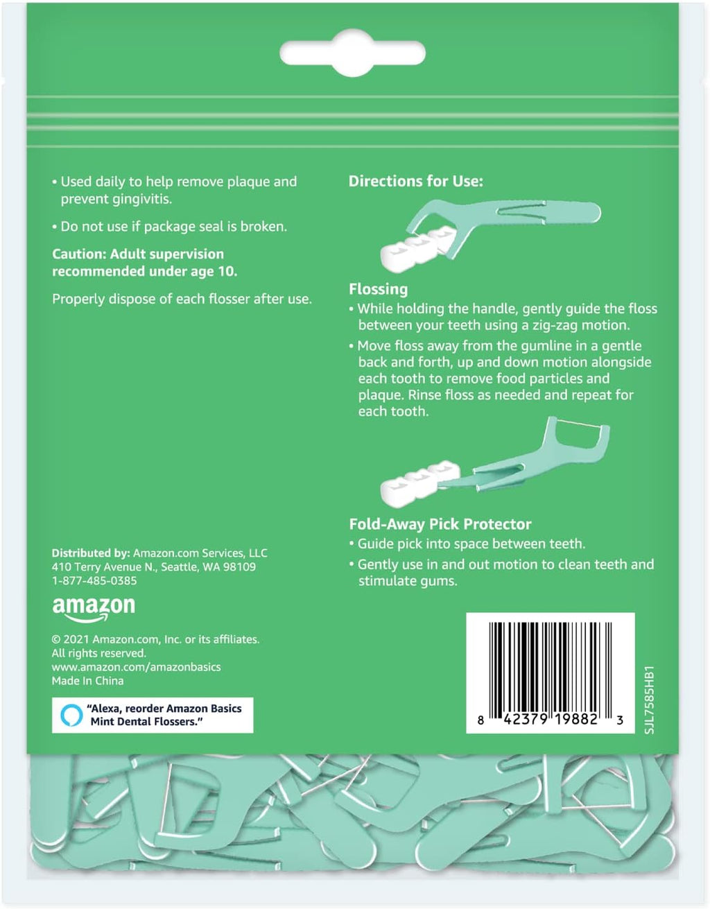 Amazon Basics Mint Dental Flosses, 540 Count, 90 Count (Pack of 72)