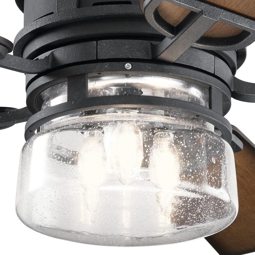 Kichler 310239DBK Lyndon Patio 52 Outdoor Ceiling Fan w/LED Lights & Wall Control, Distressed Black