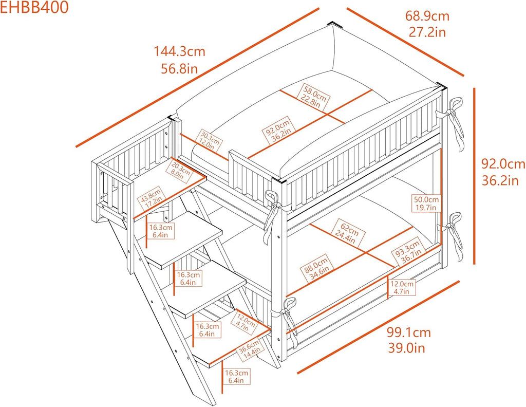 New Age Pet ECOFLEX Aspen Dog Bunk Bed in Grey, Memory Foam Cushions, Wide Stairs, Non Toxic, Easy Assembly