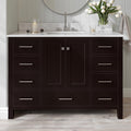 ARIEL Cambridge 48-inch Bathroom Vanity with Sink,Solid Wood, 0.75-inch Italian Carrara Marble Countertop, Single Rectangular Porcelain Sink, 2 Soft Closing Doors, 9 Dovetail Drawers, Espresso