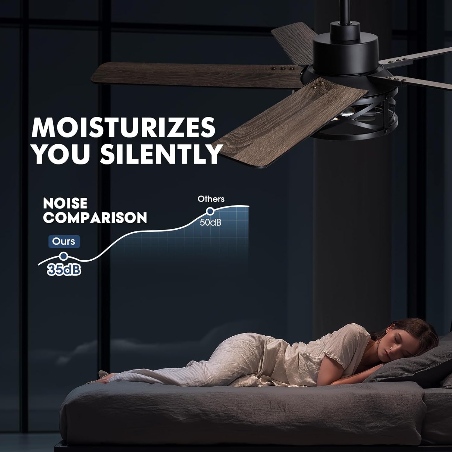 52 Inch Ceiling Fans with Lights and Remote Control, Low Profile Farmhouse Ceiling Fan for Bedroom Living Room and Patio, Black Caged Ceiling Fan for Indoor and Outdoor（NO BULBS）