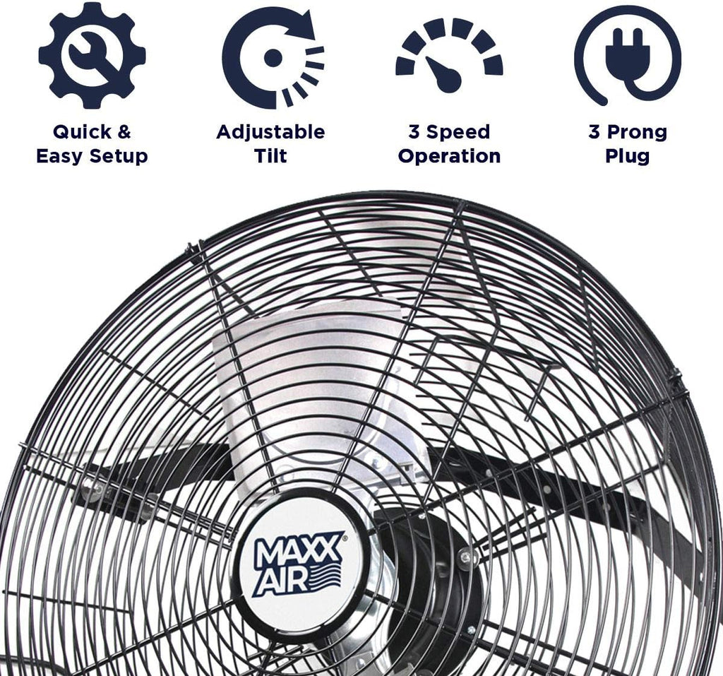 Maxx Air Wall Mount Fan | 18' Commercial Grade Fan for, Garages, Shop, Barns and Patios for Outdoor Use | Easy Operation and Powerful 1,450 CFM | Industrial Wall Mount
