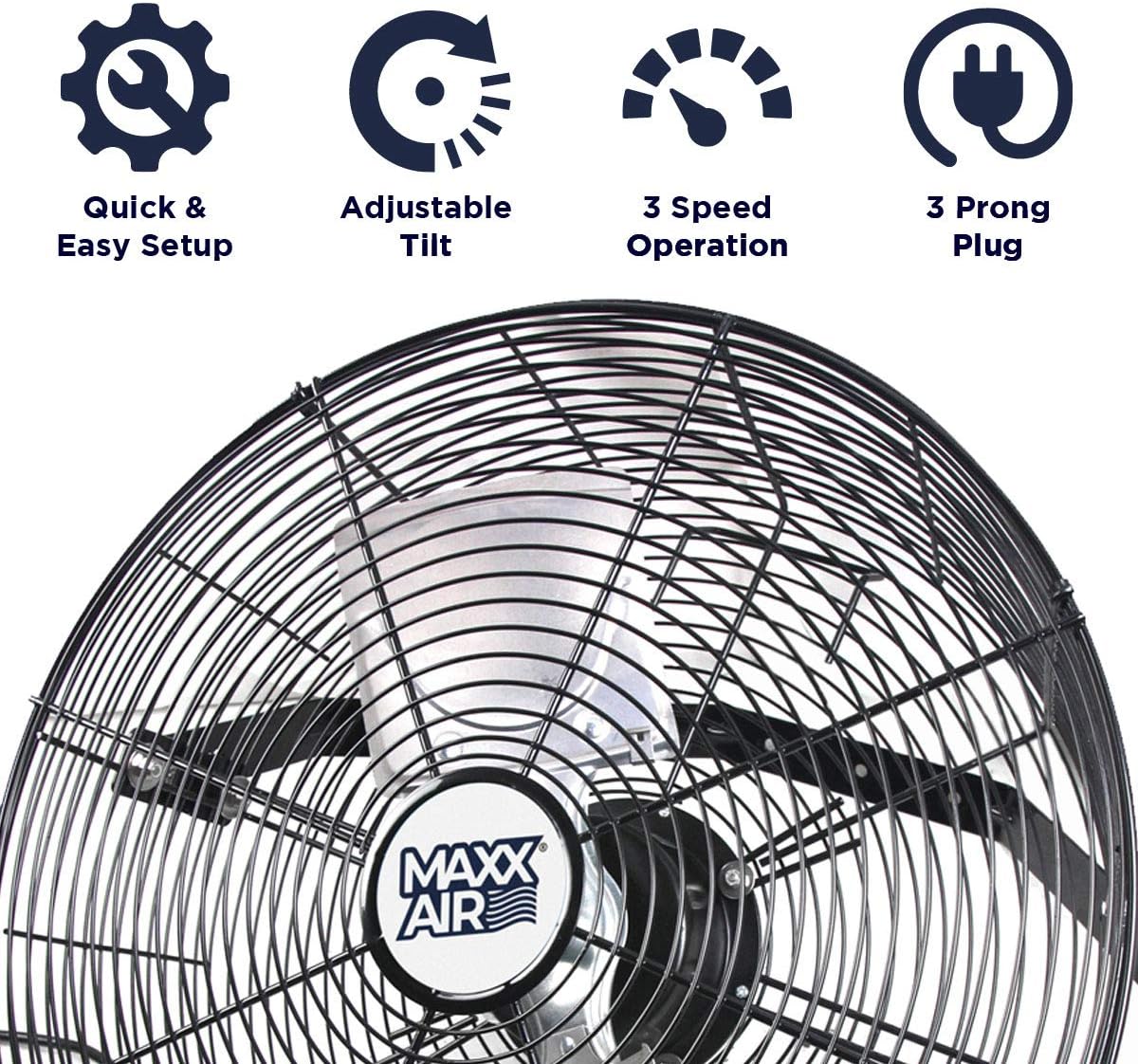 Maxx Air Wall Mount Fan | 18' Commercial Grade Fan for, Garages, Shop, Barns and Patios for Outdoor Use | Easy Operation and Powerful 1,450 CFM | Industrial Wall Mount