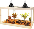 PROLEE Bearded Dragon Tank, Reptile Tank with Meatl Mesh Roof and Front Sliding Door, Lizard Tank,Spacious Reptile Enclosure for Snakes,Lguanas, Chameleons (Oak, 30 Gallons)