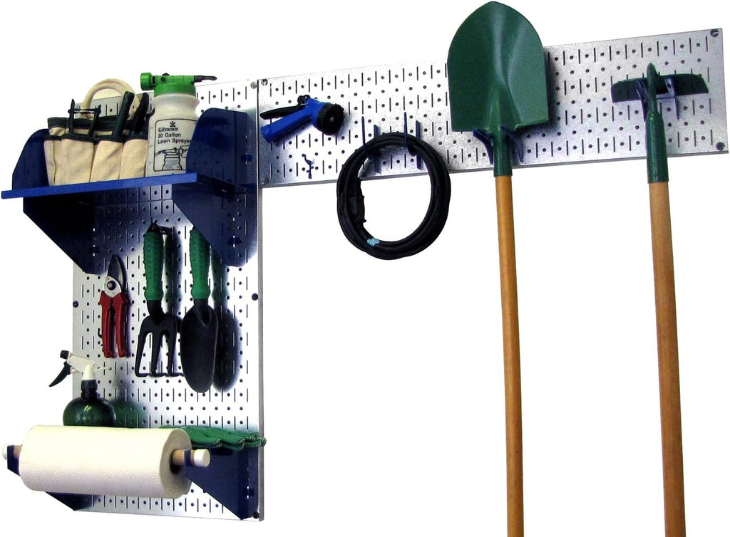 Wall Control Pegboard Garden Supplies Storage and Organization Garden Tool Organizer Kit with Metallic Pegboard and White Accessories