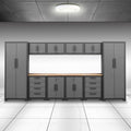 Torin 12 Piece Garage Storage Cabinet Set: Workshop Tool Organizer Chest with Lockers, Shelves and Wood Workbench, Black/Grey
