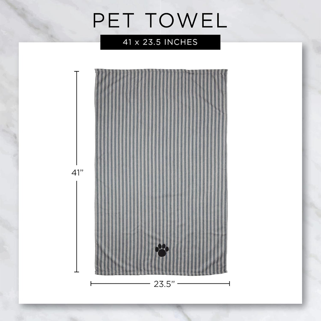 Bone Dry Pet Grooming Towel Collection Absorbent Microfiber X-Large, 41x23.5, Embroidered Green (Pack of 12)
