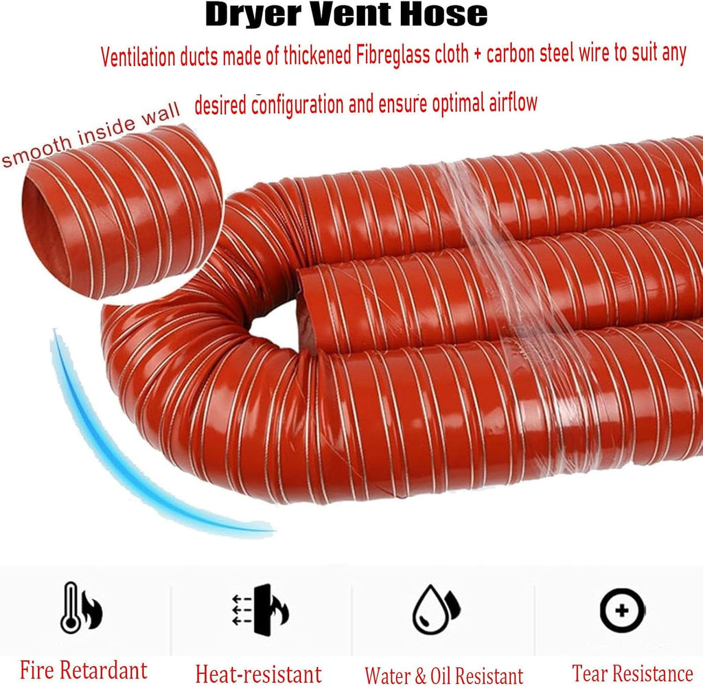 Flexible Ducting Hose, 1 Meter-10 Meter Heat-resistant Exhaust Hose, for Auto Shop Dryer Power Generator Ac, Air Duct Induction Intake Pipe Hose With Clamps & Steel Support(180mm(7 1/8'),L-10m(32.8ft)