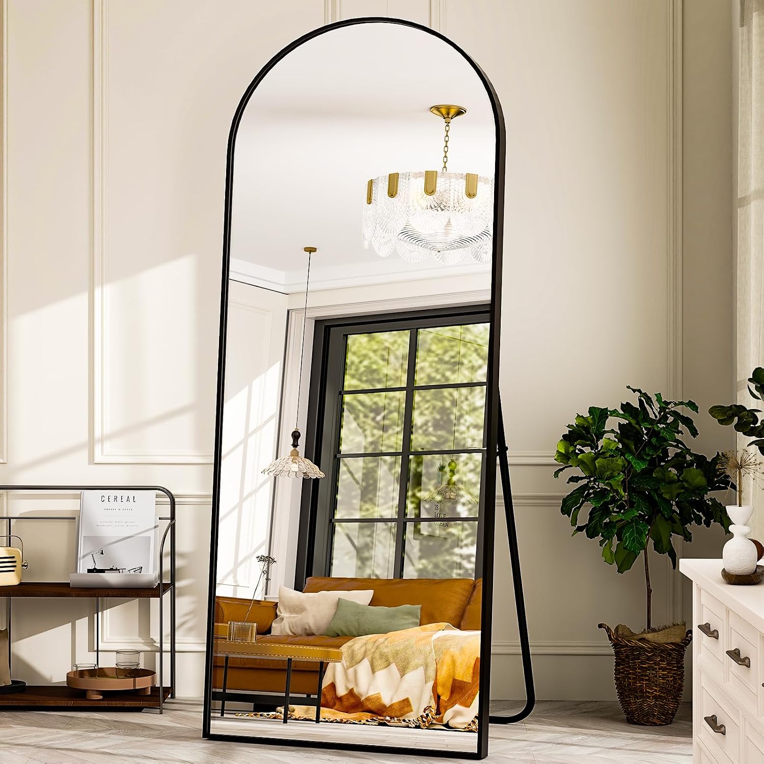 GLSLAND 26' x 71' Arched Full Length Mirror - Black Full Body Mirror - Extra Large Floor Mirrors for Bedroom, Living Room, Bathroom