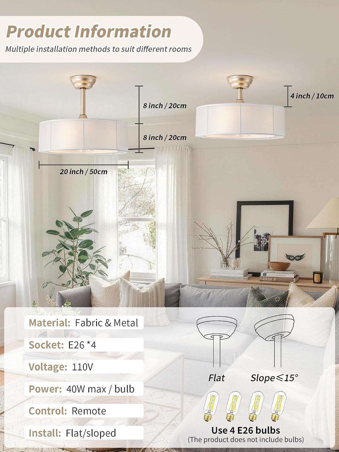20' Caged Fandelier Ceiling Fans with Lights, Gold Boho Chandelier Ceiling Fan with Light Remote Control with 6 Speeds for Bedroom, Living Room, Nursery