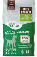 Nature's Logic Dry Dog Food - 100% Natural - No Synthetics - for All Ages, Sizes, Breeds - Free from Common Allergens, High Protein - Venison Meal Feast, 25lbs