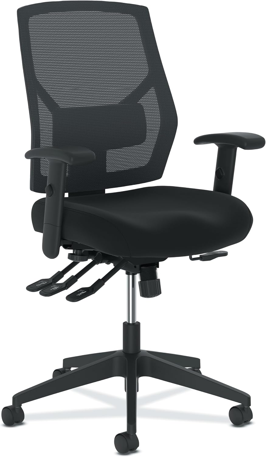 HON Crio Ergonomic Mesh Office Chair, High‑Back Desk Chair with Adjustable Arms, Lumbar Support, Asynchro‑Tilt Swivel Seating for Computer Desks and Home Office, Black Frame, Black