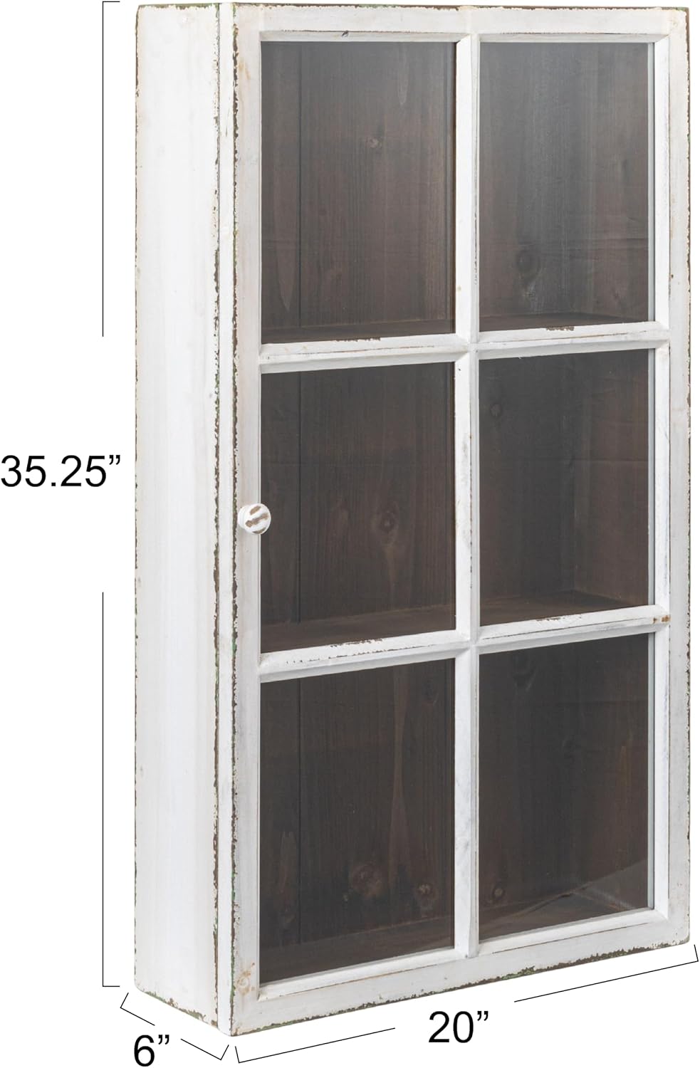 Creative Co-Op Antique White Wood Wall Cabinet with 3 Shelves