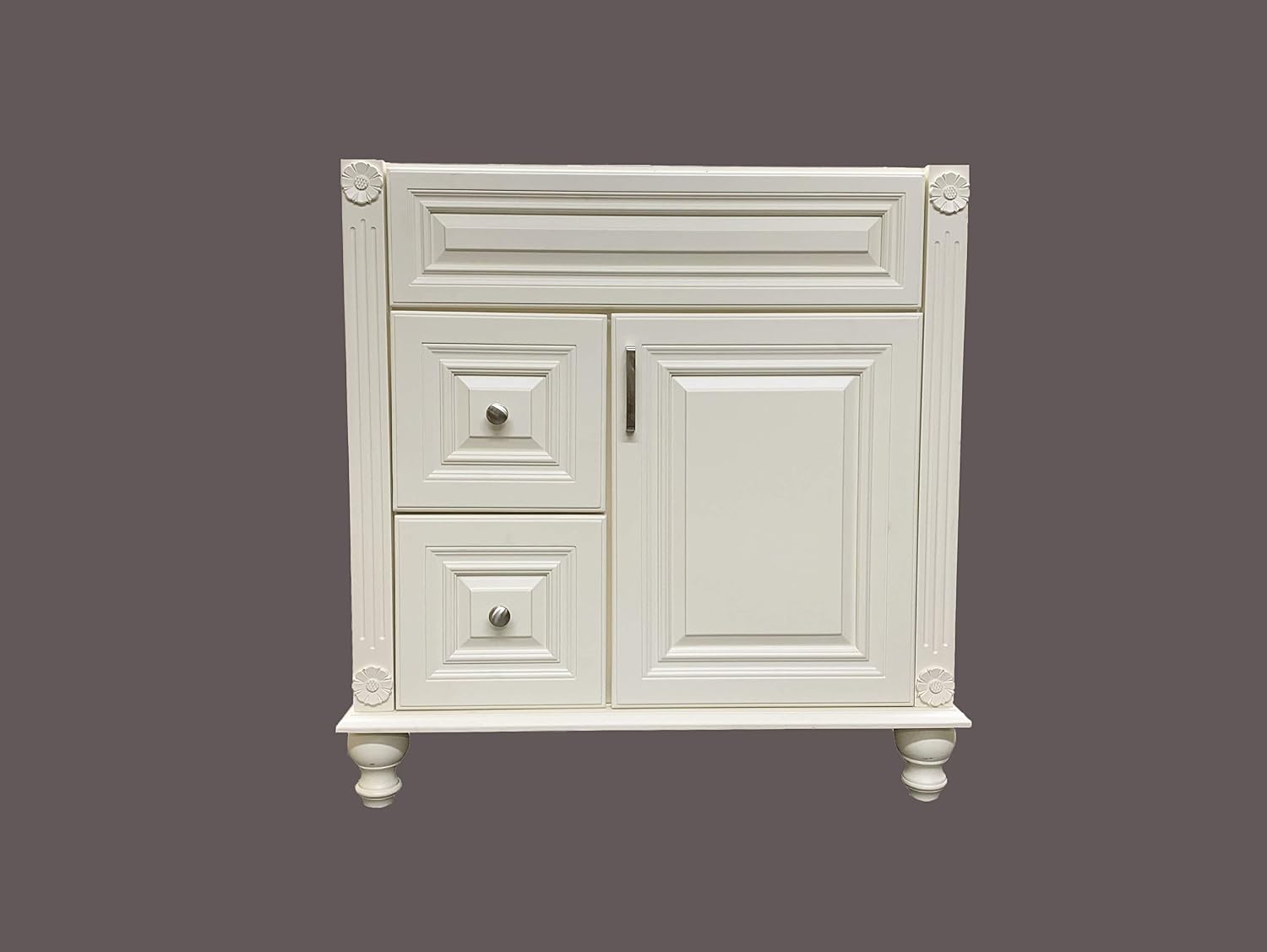 Antique White Solid Wood Single Bathroom Vanity Base Cabinet 30' W x 21' D x 32' H (Left Drawers)