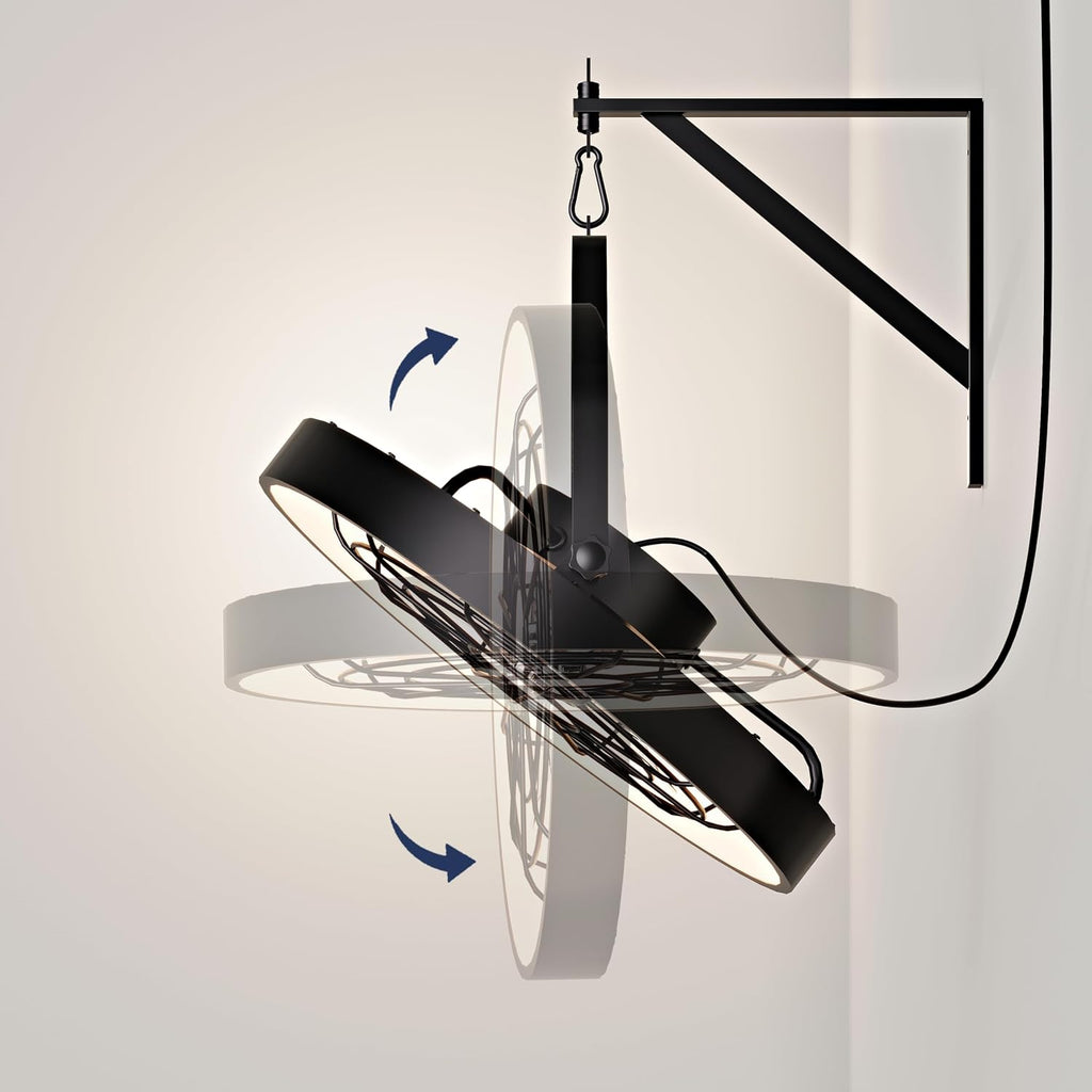 20' Wall Mount Fan with Light | Plug in - 3CCT Dimmable LED, 6-Speed, Smart Remote & APP Control, Ceiling & Wall Mount，Indoor & Outdoor for Patio, Garage, Living Room, Workshop（Metal Frame）