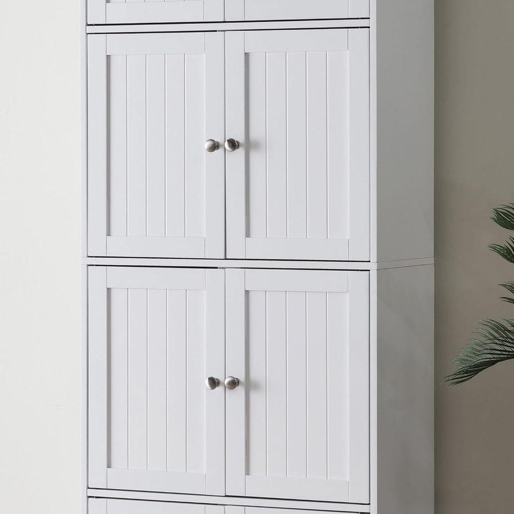 Kings Brand Furniture - Lyons 4-Tier 68' Kitchen Pantry Storage Cabinet with 8 Doors, White