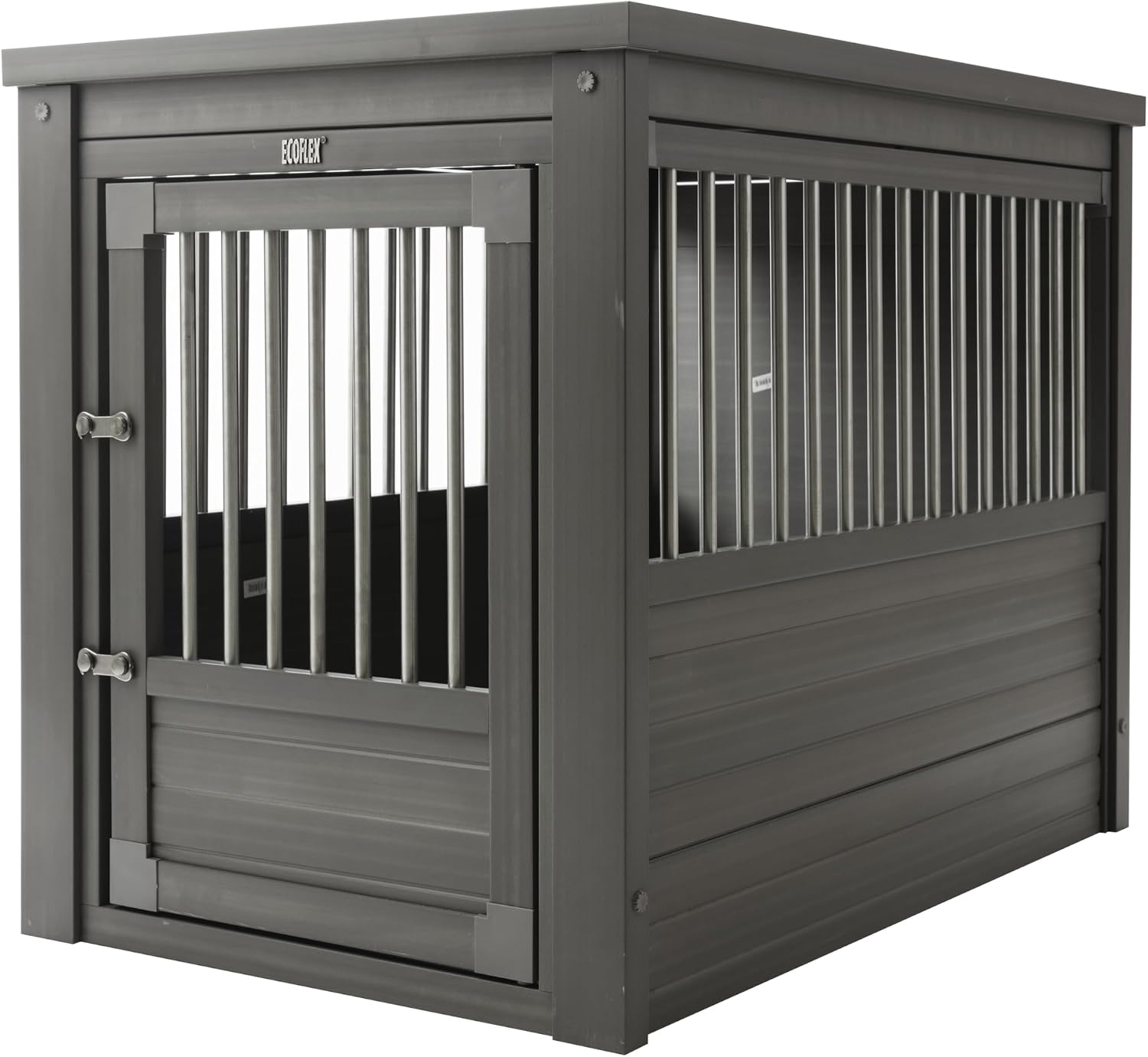 New Age Pet ECOFLEX InnPlace Dog Crate & End Table, Indoor Furniture Style Pet Kennel for Small, Medium, Large & XL Dogs, Durable Composite, Grey, X-Large