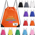 Custom Bags With Logo 100 Pack,Promotional Items Personalized Drawstring Backpack Bags Great for Gym and Everyday Use (Orange)