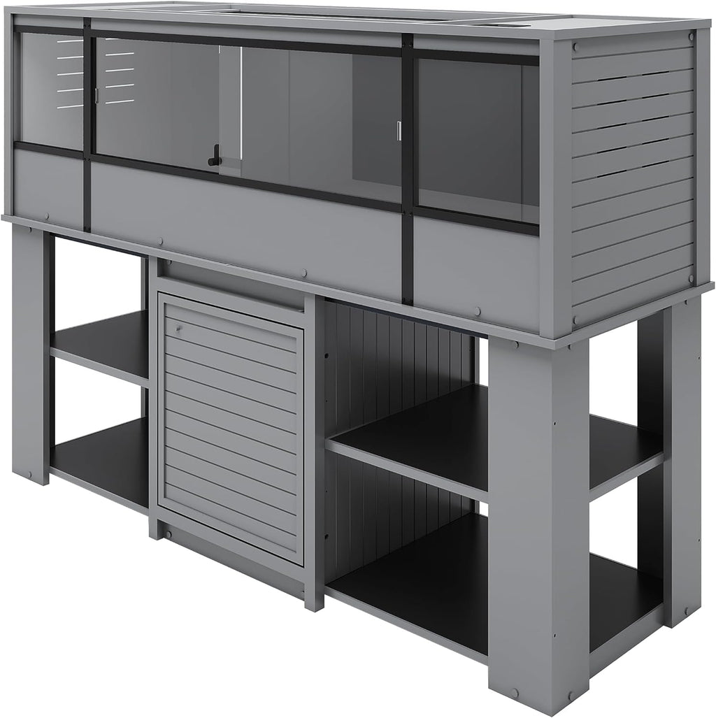 New Age Pet® ECOFLEX® 72' Jumbo Versa Stand, Standard Height Cabinet for Reptile & Small Animal Habitat, Lounge in Grey