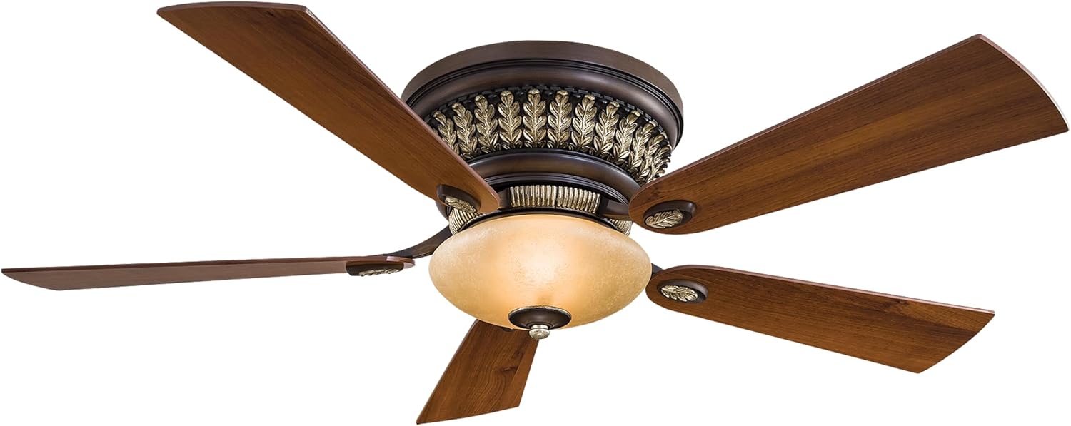 Minka-Aire?�F544L-BCW Calais Flush Mount Low Profile 52 Inch Ceiling Fan with Integrated LED Light in Belcaro Walnut Finish