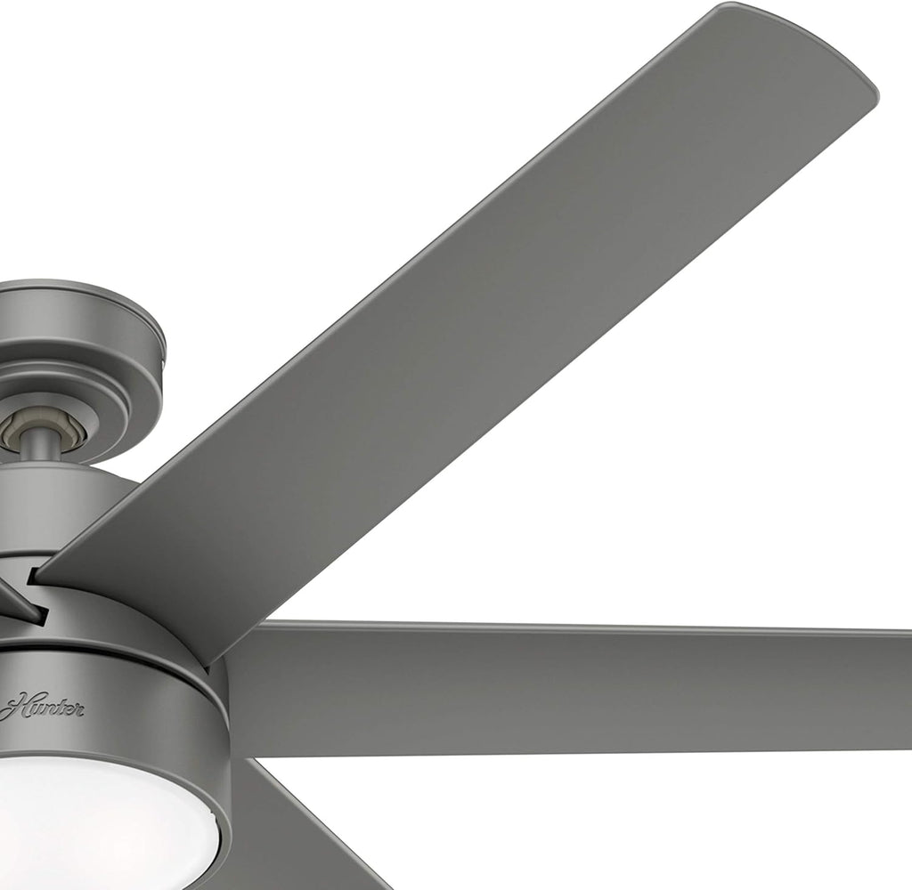 Hunter Fan 60 inch Contemporary Matte Silver Finish Outdoor Ceiling Fan with LED Light Kit (Renewed)