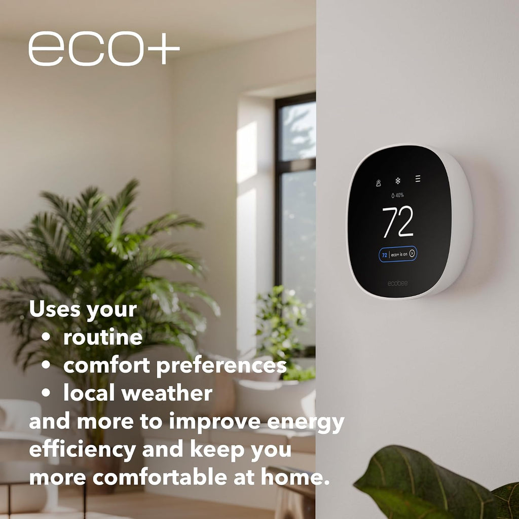 ecobee Smart Thermostat Essential - Energy Star Certified programmable Wi-Fi Thermostat - Works with Siri, Alexa, and Google Assistant
